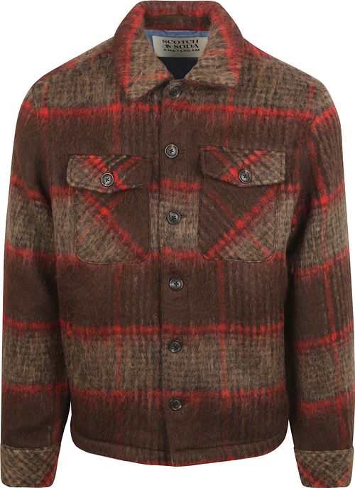 Scotch & Soda Hemdjacke Brushed Wool Karos Braun Product