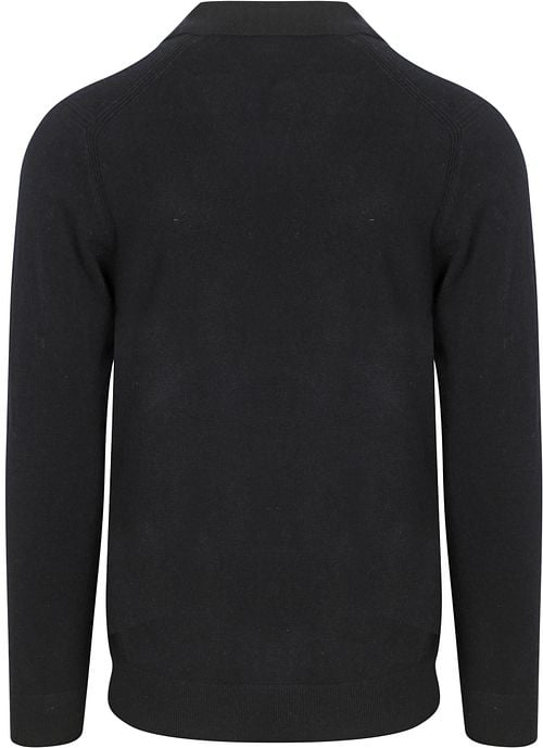 Profuomo Longsleeve Polo Shirt Wool Blend Navy Product / Achterkant