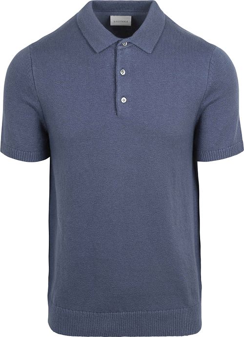 Suitable Heavy Knitted Polo Shirt Raw Denim Blue Product