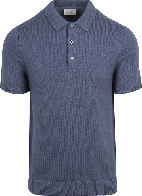 Suitable Heavy Knitted Polo Shirt Raw Denim Blue Product