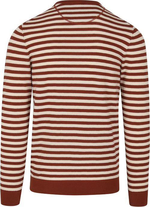 Suitable Pullover O-Neck Brown Stripe Product / Achterkant