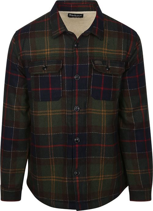 Barbour Overshirt Wool Blend Plaid Willberry Olive
