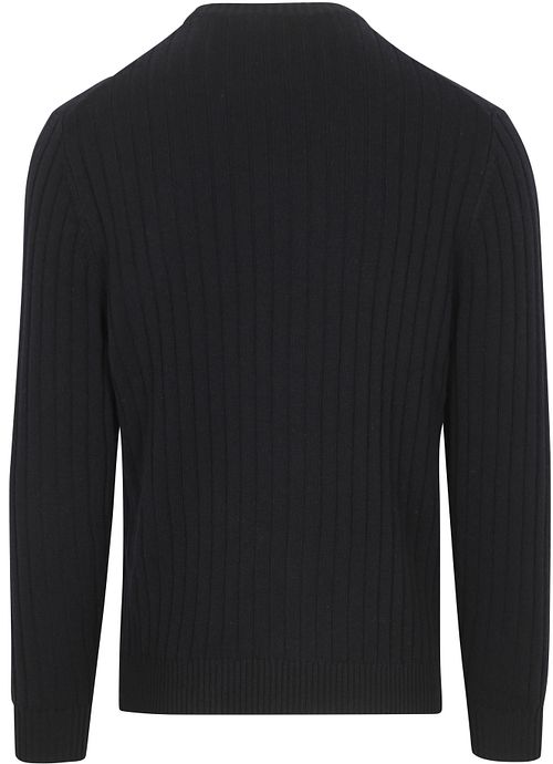 Profuomo Pull Rib Mix Laine Marine Product / Achterkant