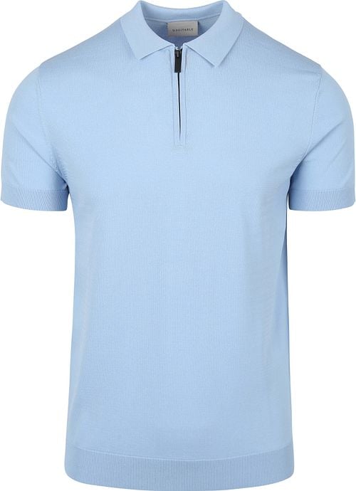 Suitable Knitted Half Zip Polo Shirt Light Blue Product