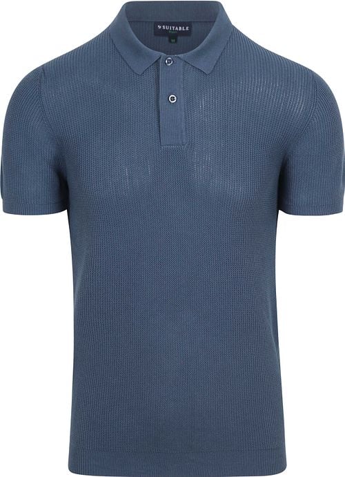 Suitable Respect Polo Structure Knit Blauw Product