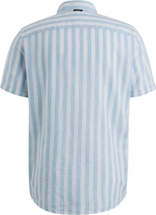 Vanguard Short Sleeve Hemd Linnen Streep Lichtblauw Product / Achterkant