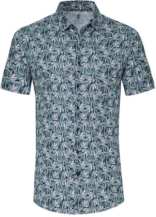 Desoto Short Sleeve Jersey Shirt Floral Print Blue Product