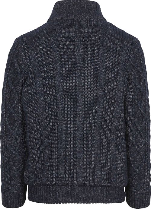 State Of Art Cardigan Cable Zip Melange Navy