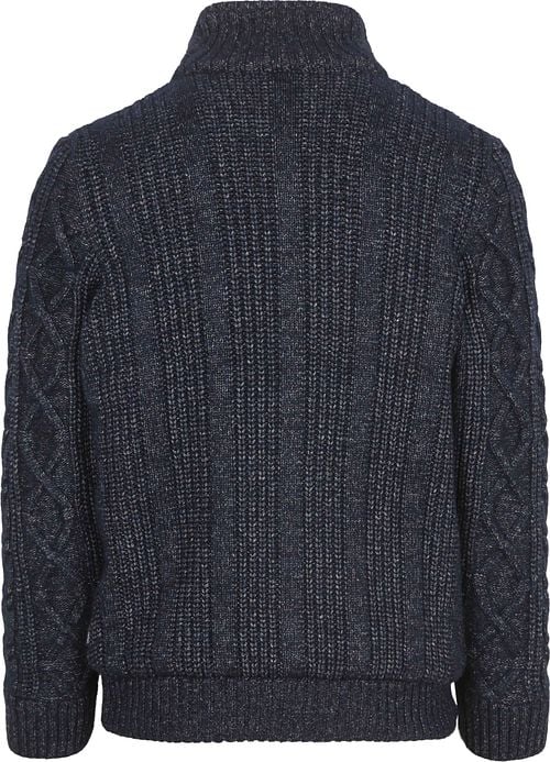 State Of Art Strickjacke Cable Zip Melange Navy