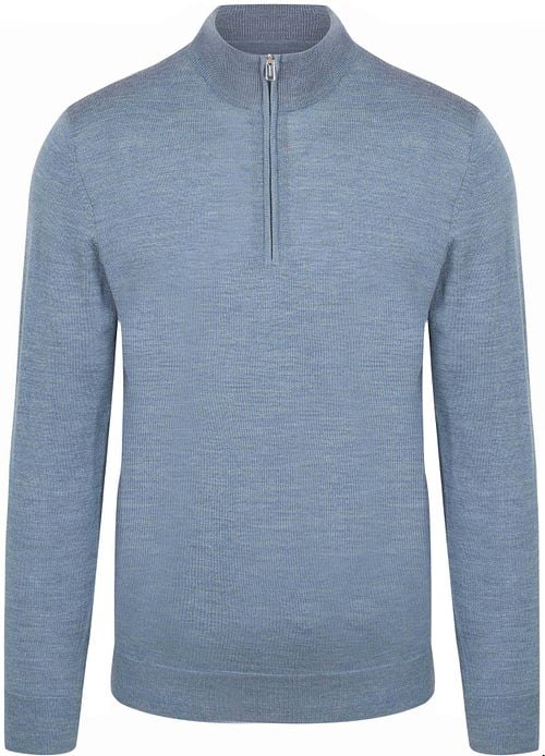 Profuomo Half Zip Pullover Merinowol Melange Blauw Product