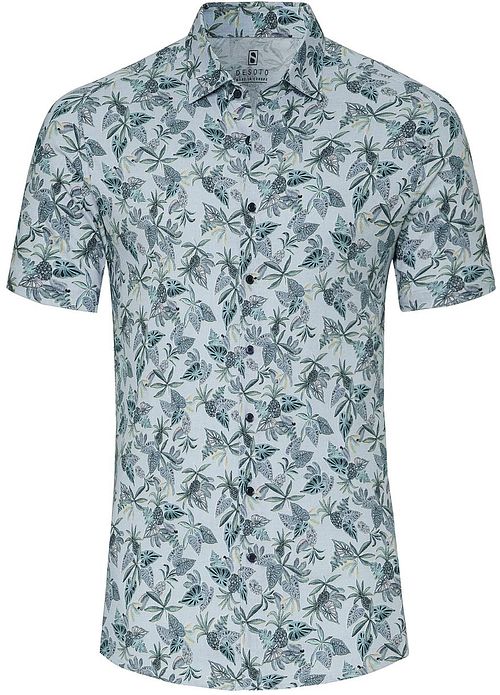 Desoto Short Sleeve Jersey Overhemd Print Lichtblauw Product