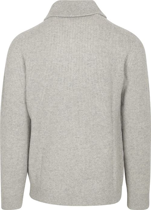 Profuomo Half Zip Pullover Merinowol Melange Grijs Product / Achterkant