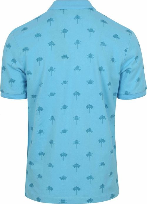 Scotch and Soda Polo Shirt Palm Trees Blue Product / Achterkant