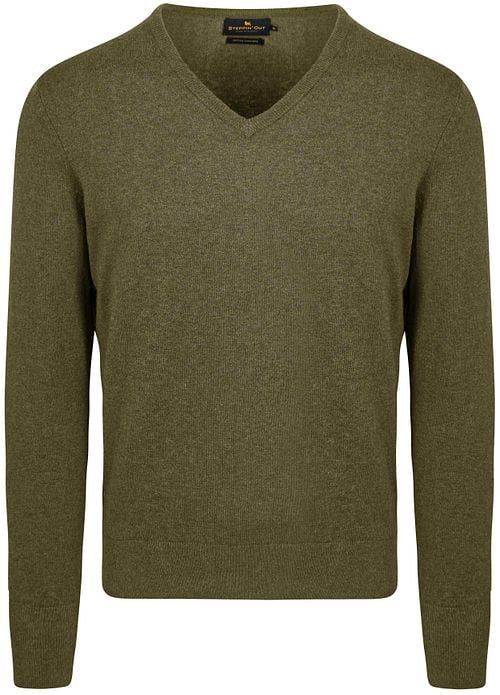 Steppin' Out Pullover Cotton Cashmere V-Neck Olive Green Product