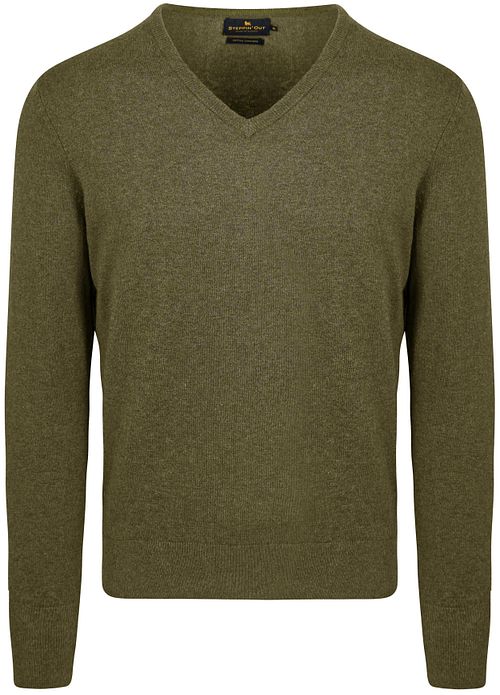 Steppin' Out Trui Cotton Cashmere V-hals Olijfgroen Product