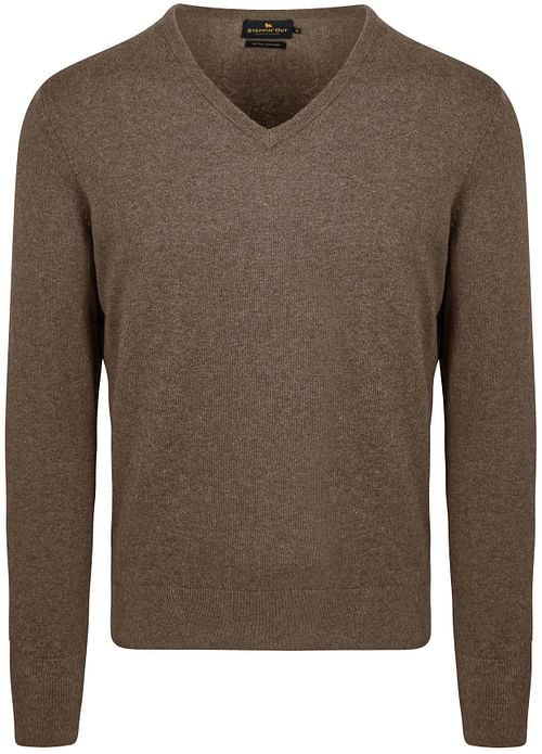 Steppin' Out Trui Cotton Cashmere V-hals Taupe Melange Product