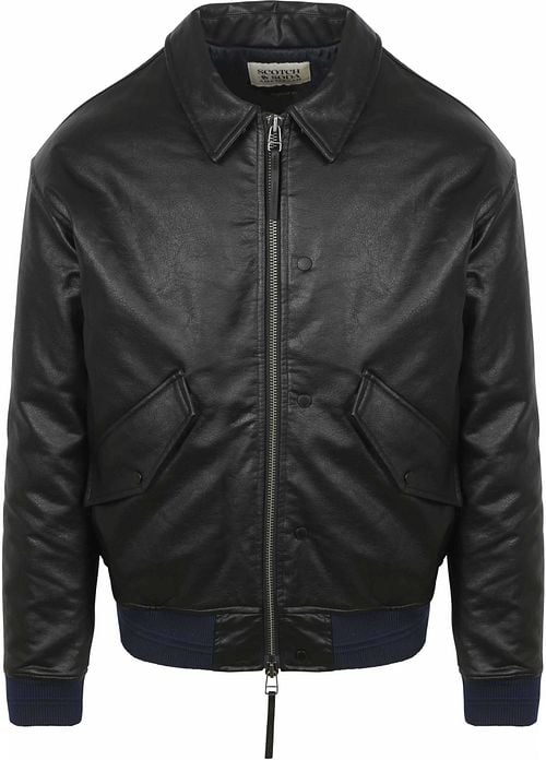 Scotch and Soda Faux Leather Bomberjack Black