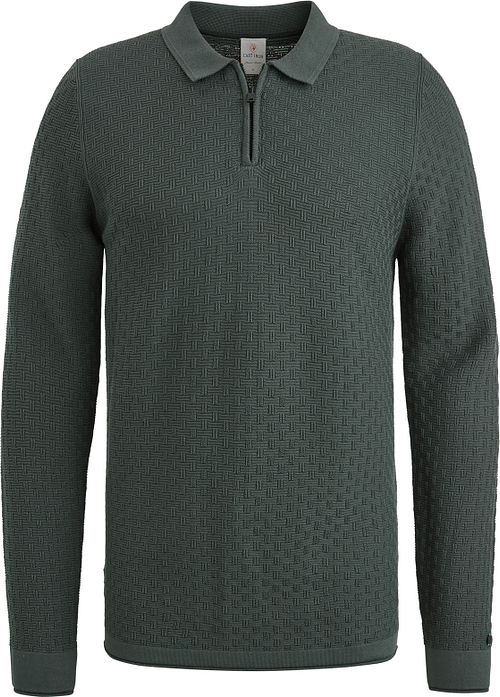 Cast Iron Long Sleeve Half Zip Polo Shirt Structure Green Product