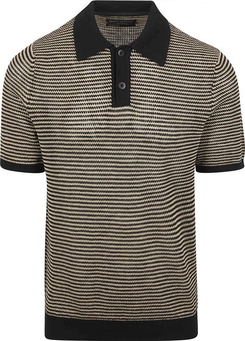 Marc O'Polo Knitted Polo Shirt Stripes Black Beige Product