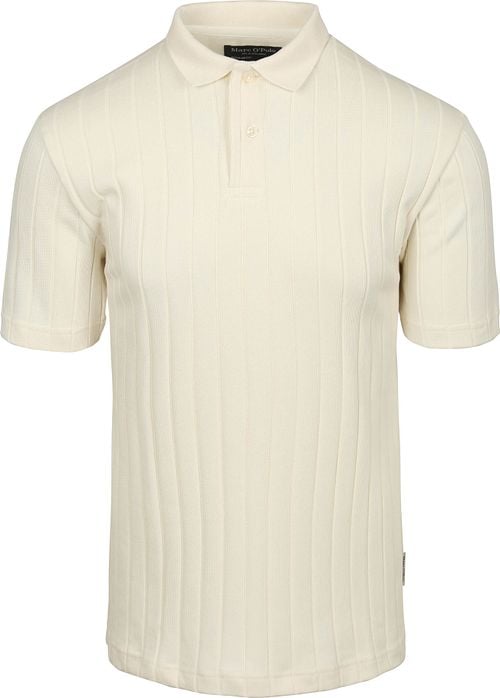 Marc O'Polo Knitted Poloshirt Rib Structure Off White Product
