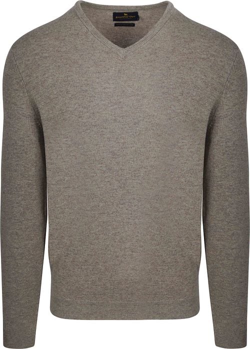 Steppin' Out Pullover V-hals Merinowol Taupe Product