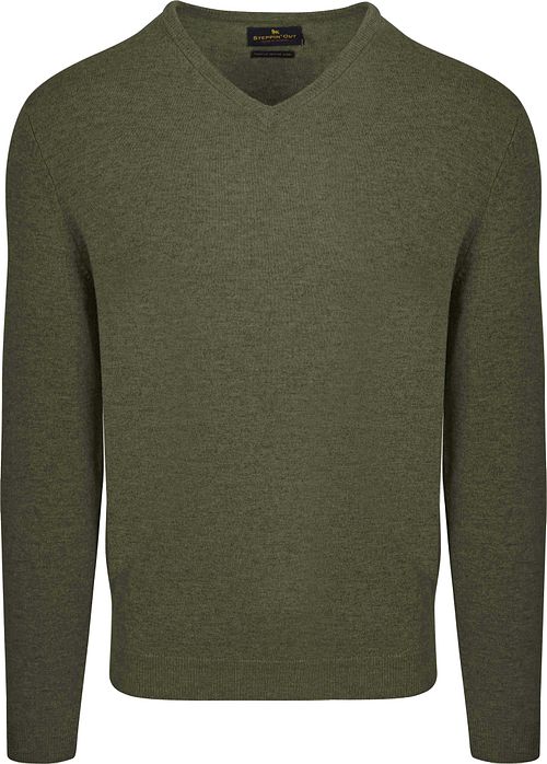 Steppin' Out Pullover V-Neck Merino Wool Olive Green Product