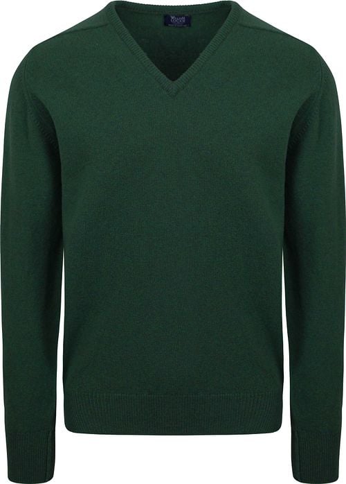 William Lockie V-Neck Lambswool Tartan Dark Green Product