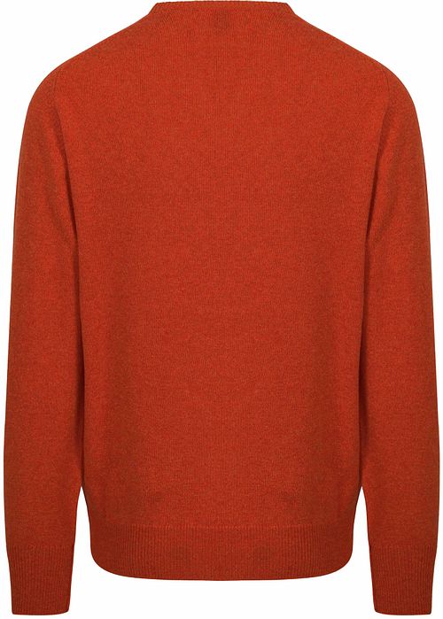 William Lockie V-Auschnitt Pullover Lammwolle Ember Orange Product / Achterkant