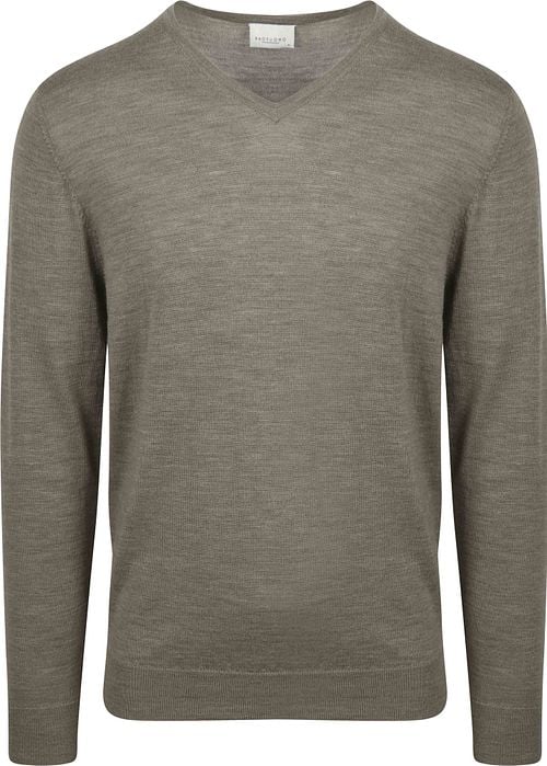 Profuomo Pull-over Col-V Laine Merinos Vert Product
