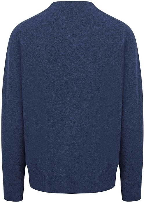 William Lockie Trui Lamswol V-Hals Indigo Blauw Product / Achterkant
