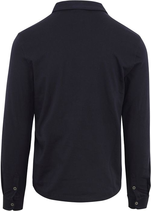 Profuomo Longsleeve Polo Navy Melange Product / Achterkant