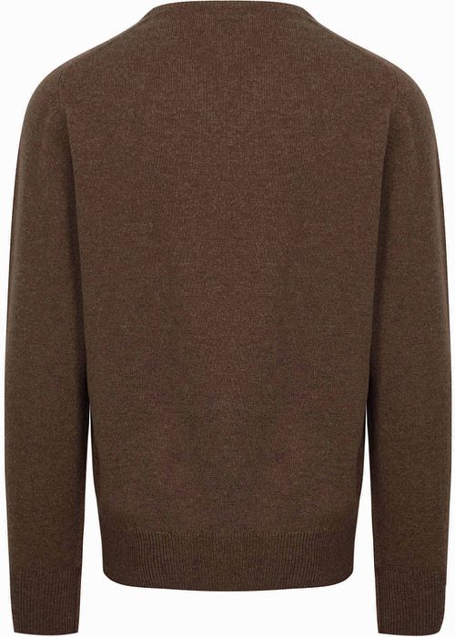 William Lockie V-Ausschnitt Pullover Lammwolle Mocha Product / Achterkant