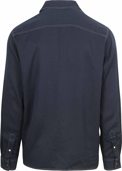 Scotch and Soda Shirt Solid Tencel Navy Product / Achterkant