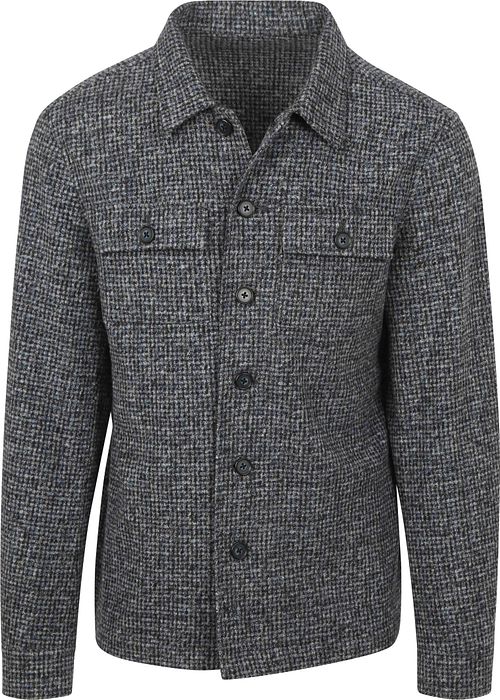 Suitable Overshirt Wool Blend Grey Blue