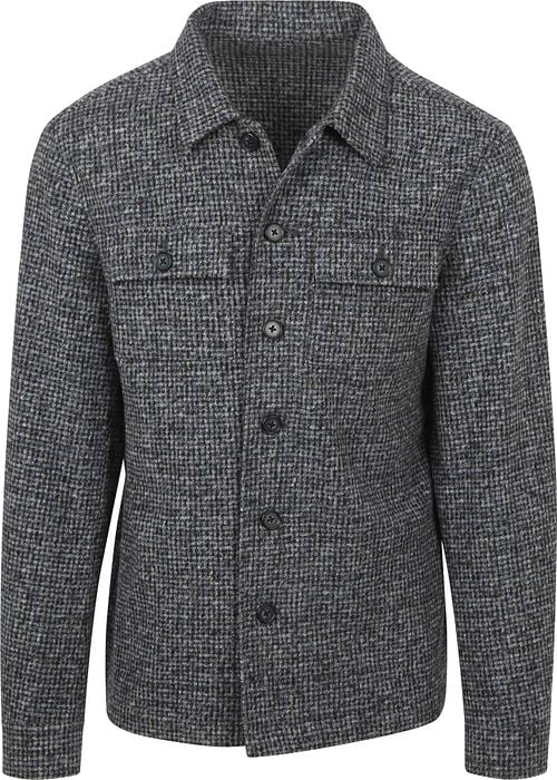 Suitable Overshirt Wool Blend Grijs Blauw