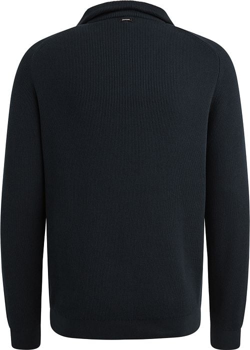 Vanguard Sweater Half Zip Textured Rib Navy Product / Achterkant