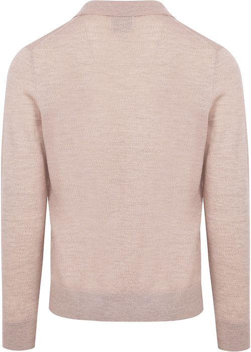 King Essentials The Robert Long Sleeve Polo Merino Beige Product / Achterkant