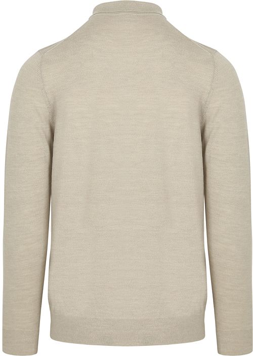 Profuomo Longsleeve Polo Laine Merino Beige Product / Achterkant
