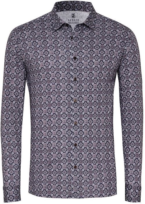 Desoto Overhemd Timeless Elegance Print Donkerblauw Product