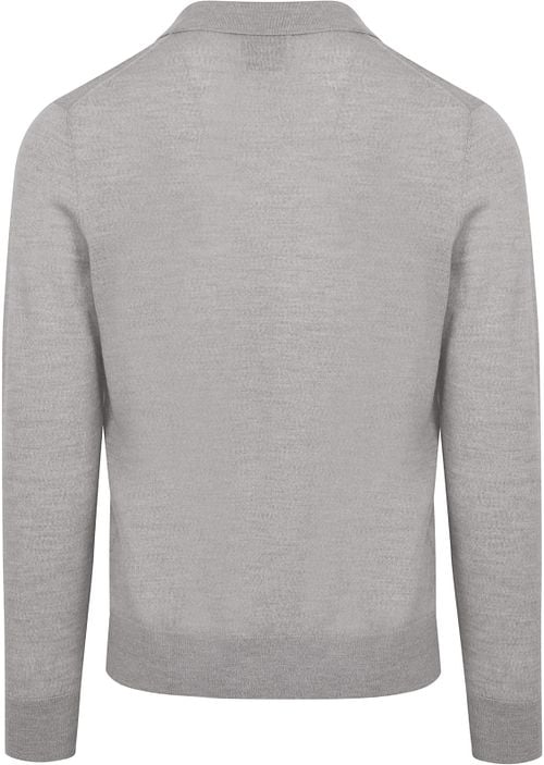 King Essentials The Robert Long Sleeve Poloshirt Merino Grijs Product / Achterkant