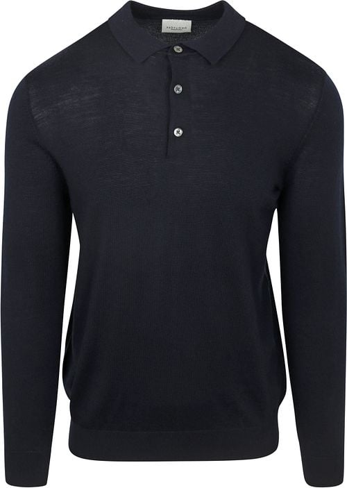 Profuomo Longsleeve Polo Shirt Merino Wool Navy Product