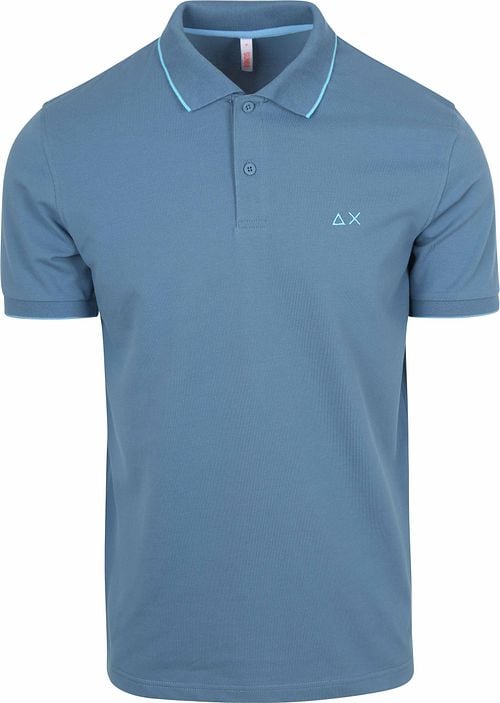 Sun68 Poloshirt Small Stripe Collar Avio Blauw Product