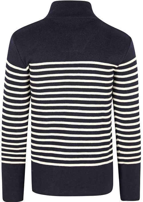 Armor-Lux Camionneur Half Zip Pull laine rayé marine Product / Achterkant