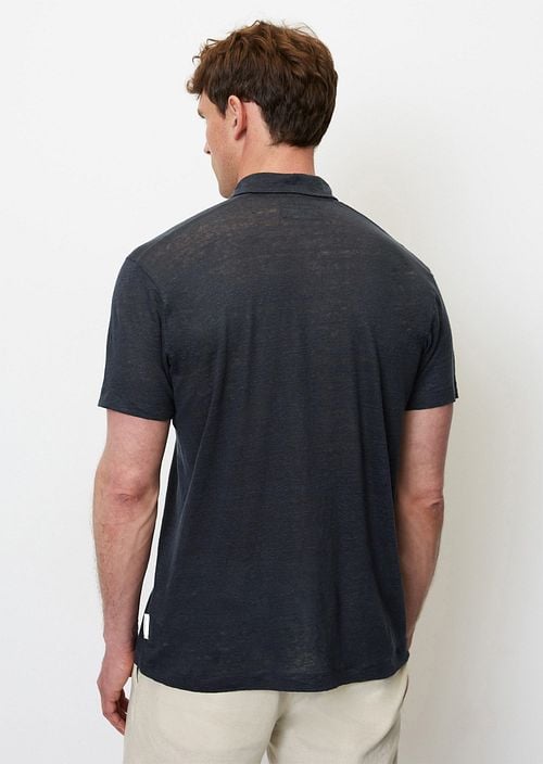Marc O'Polo Polo Shirt Linen Navy Model / Achterkant