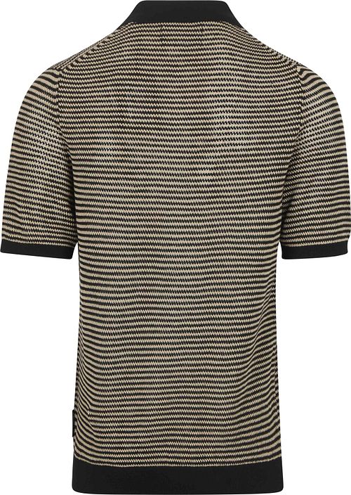 Marc O'Polo Knitted Polo Noir Beige Rayé Product / Achterkant