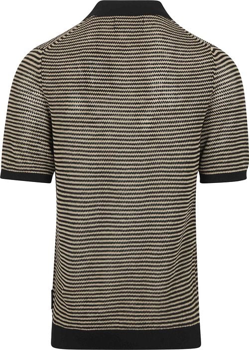 Marc O'Polo Knitted Polo Shirt Stripes Black Beige Product / Achterkant