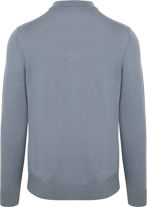 Profuomo Longsleeve Polo Shirt Merino Wool Blue