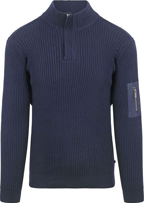 Suitable Mou Pull Demi-Zip Bleu Foncé Product