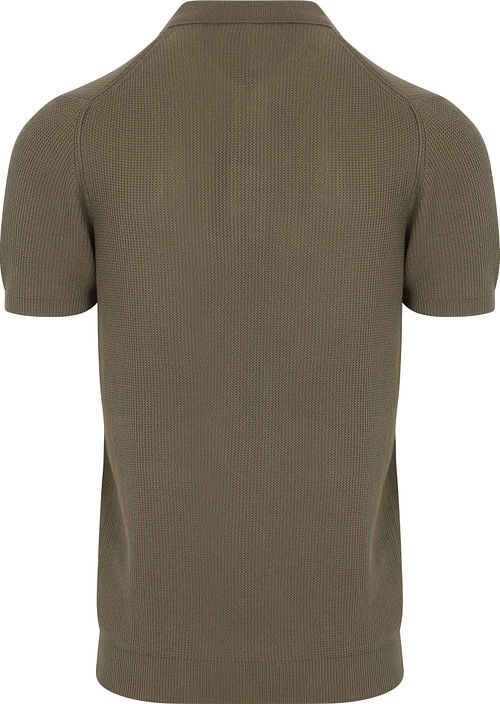 Suitable Respect Polo Shirt Structure Knit Olive Green Product / Achterkant