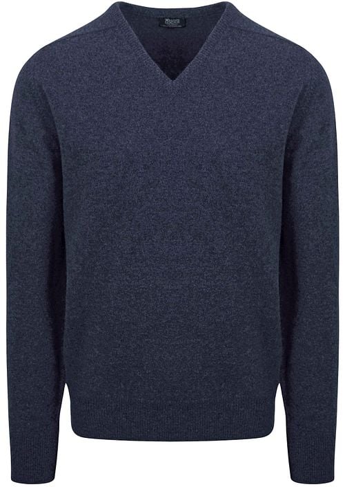 William Lockie V-Hals Lamswol Indigo Melange Product